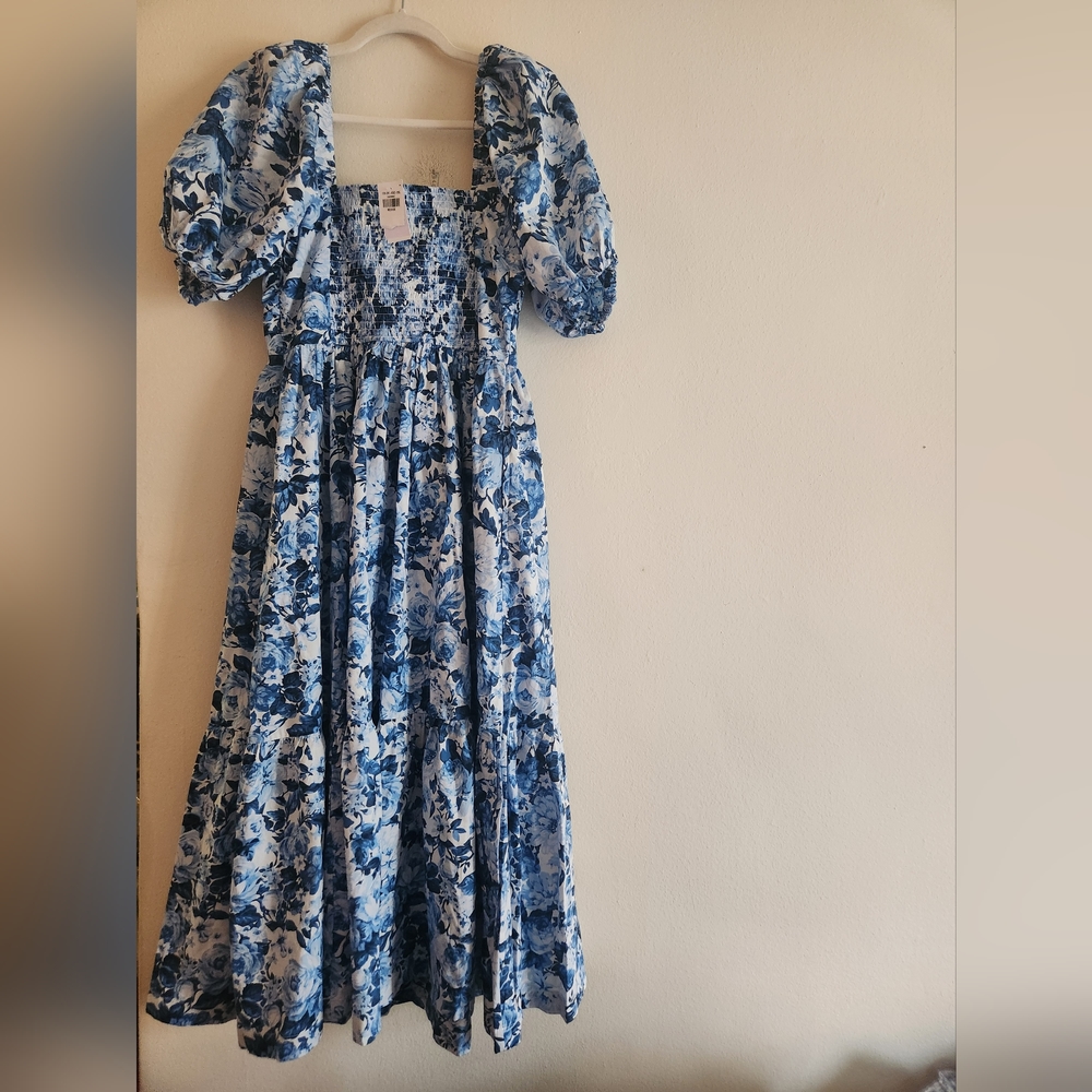 NO LOW BALLING!Abercrombie Emerson Floral Poplin Puff Sleeves Midi Dress NWT - Picture 3 of 11
